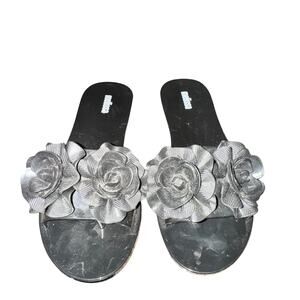 Melissa Babe Garden Slides Women's Size 6 Black Floral Slip On Shoe Sandals